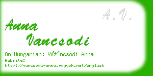 anna vancsodi business card